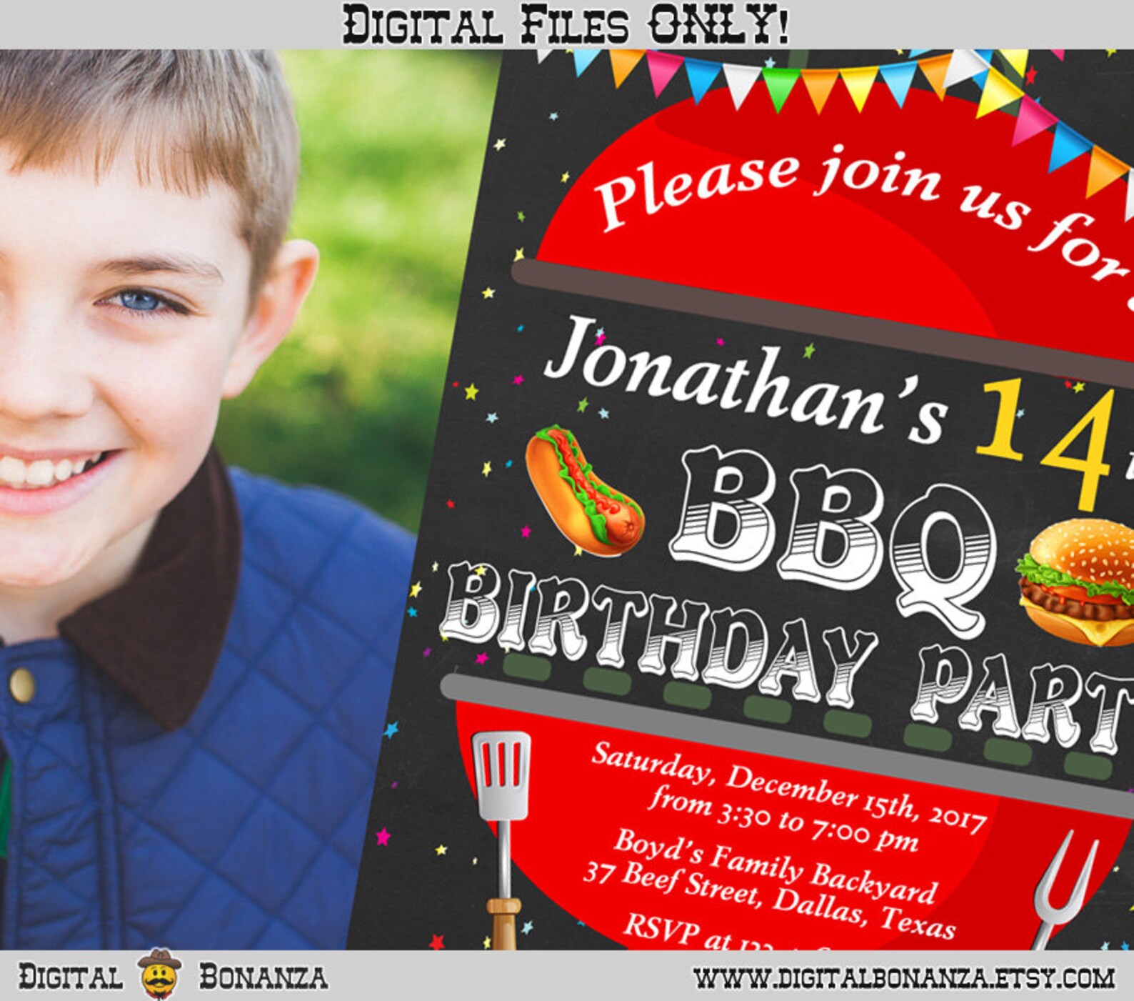 BBQ Birthday Invitation. Kids Barbeque Birthday Party Invite Etsy