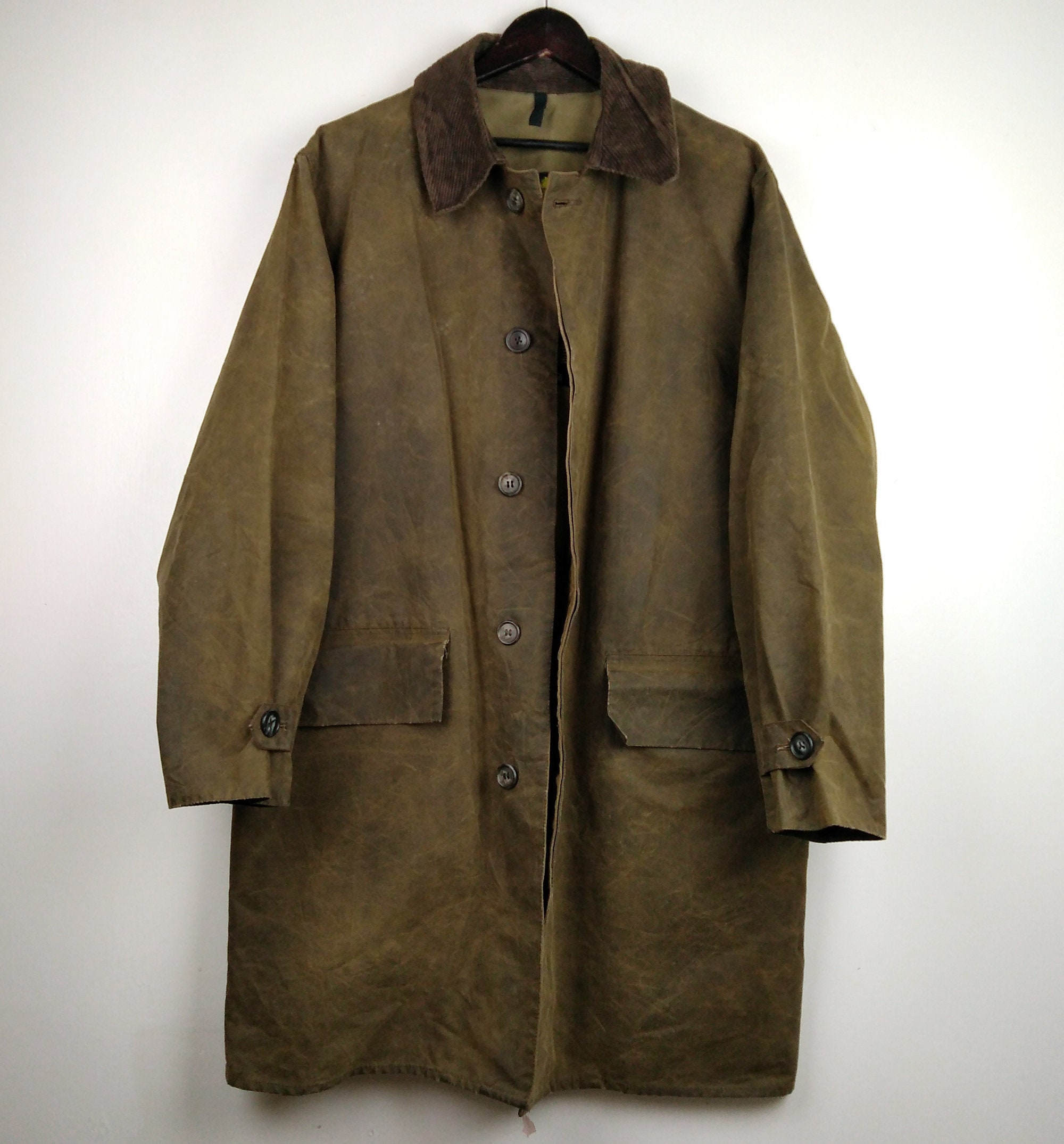 Image of Barbour Original 3/4 Coat Waxed Cotton Rare Vintage 1990S Size Large