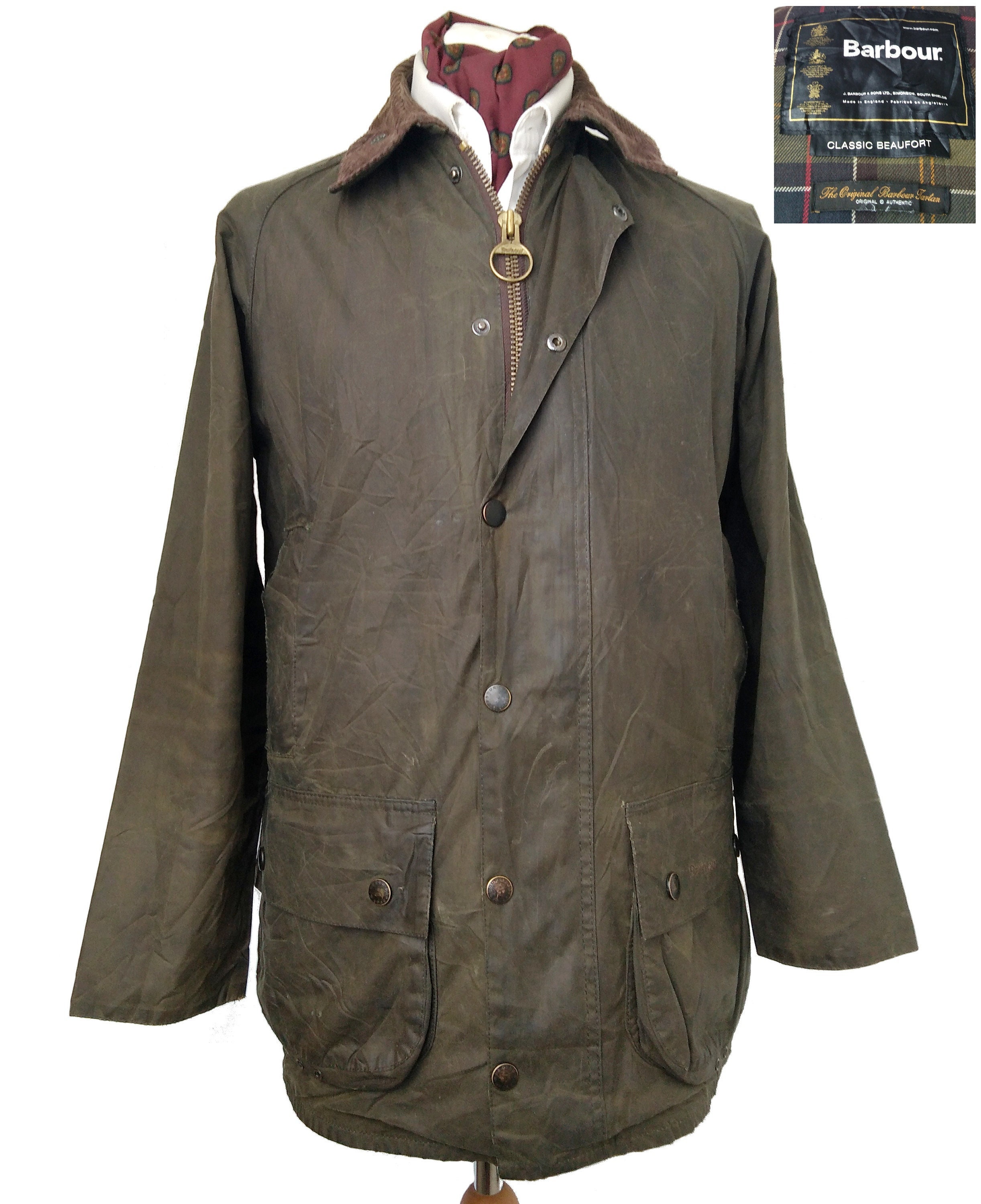 Barbour Classic Beaufort Wax Jacket Green Chest 36 Small - Etsy