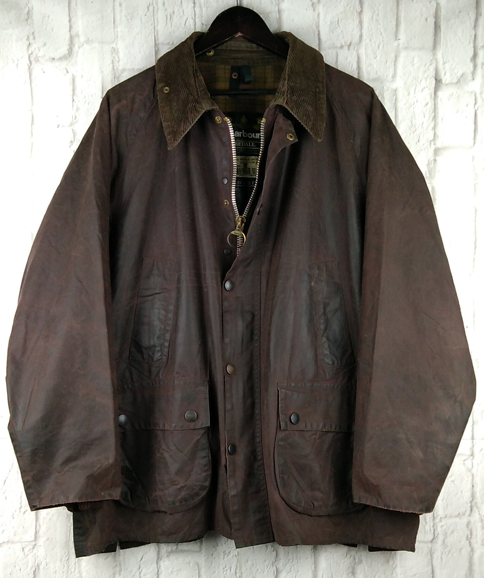 Image of Barbour Bedale Wax Jacket A103 Rustic Waxed Cotton Vintage 90S Size C46/117cm Xl Chest 46"