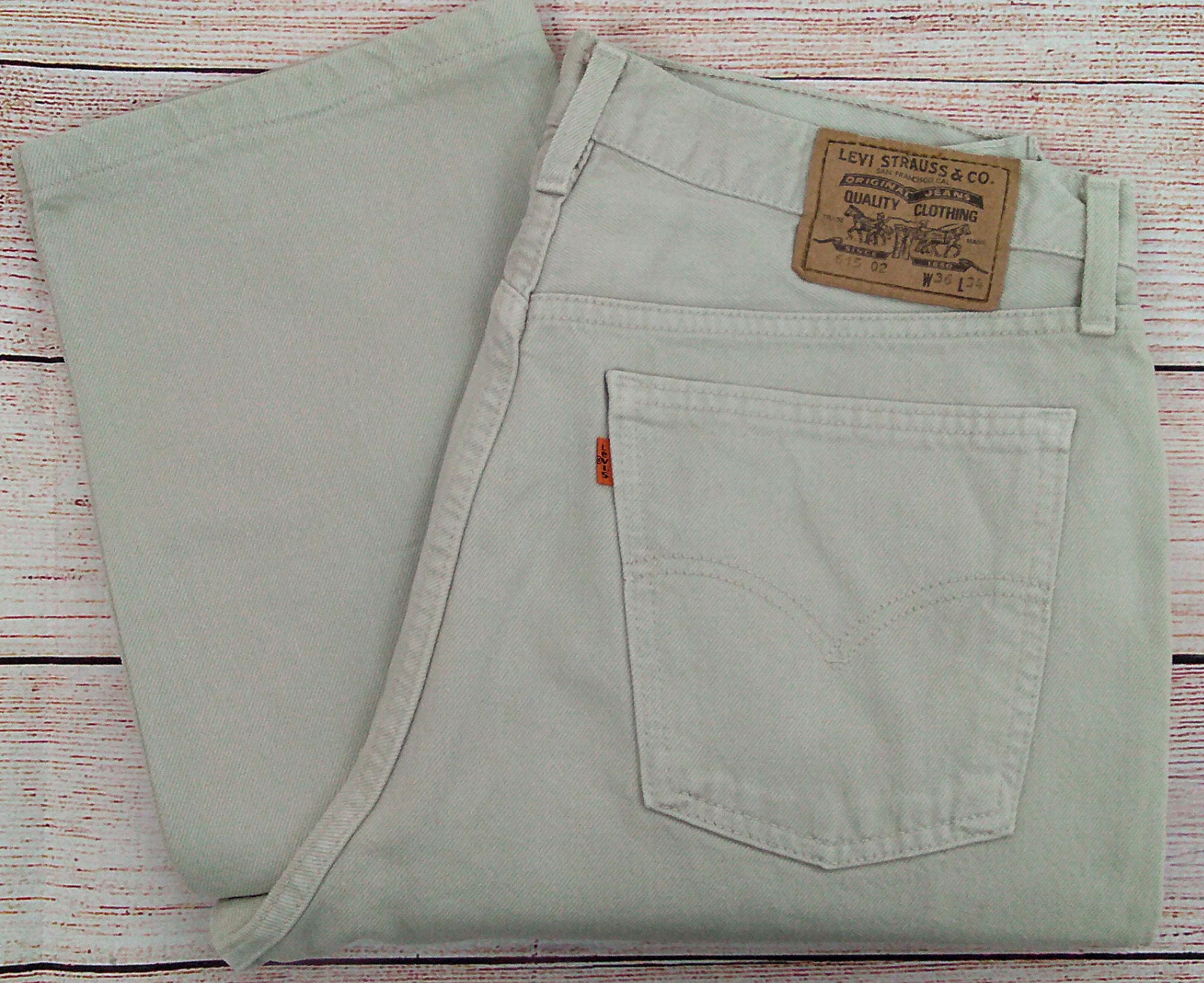 Image of Levis 615 Jeans W35 L29 - Vintage 90S Orange Tab Light Khaki Stone Colour