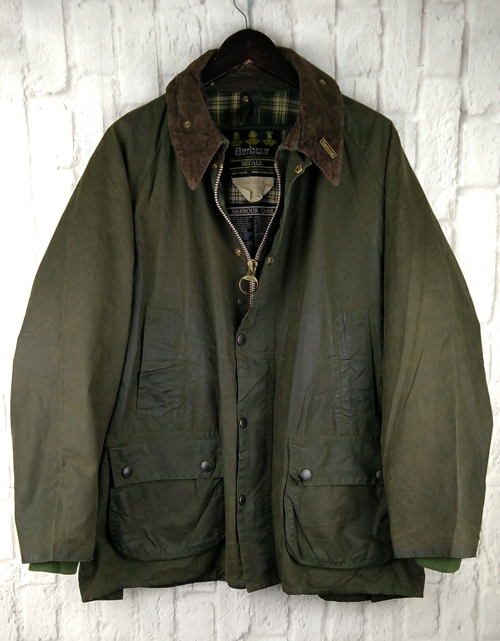 Image of Barbour Bedale Wax Jacket A100 Green Waxed Cotton Vintage 1991 C46/117cm Xl Chest 46"