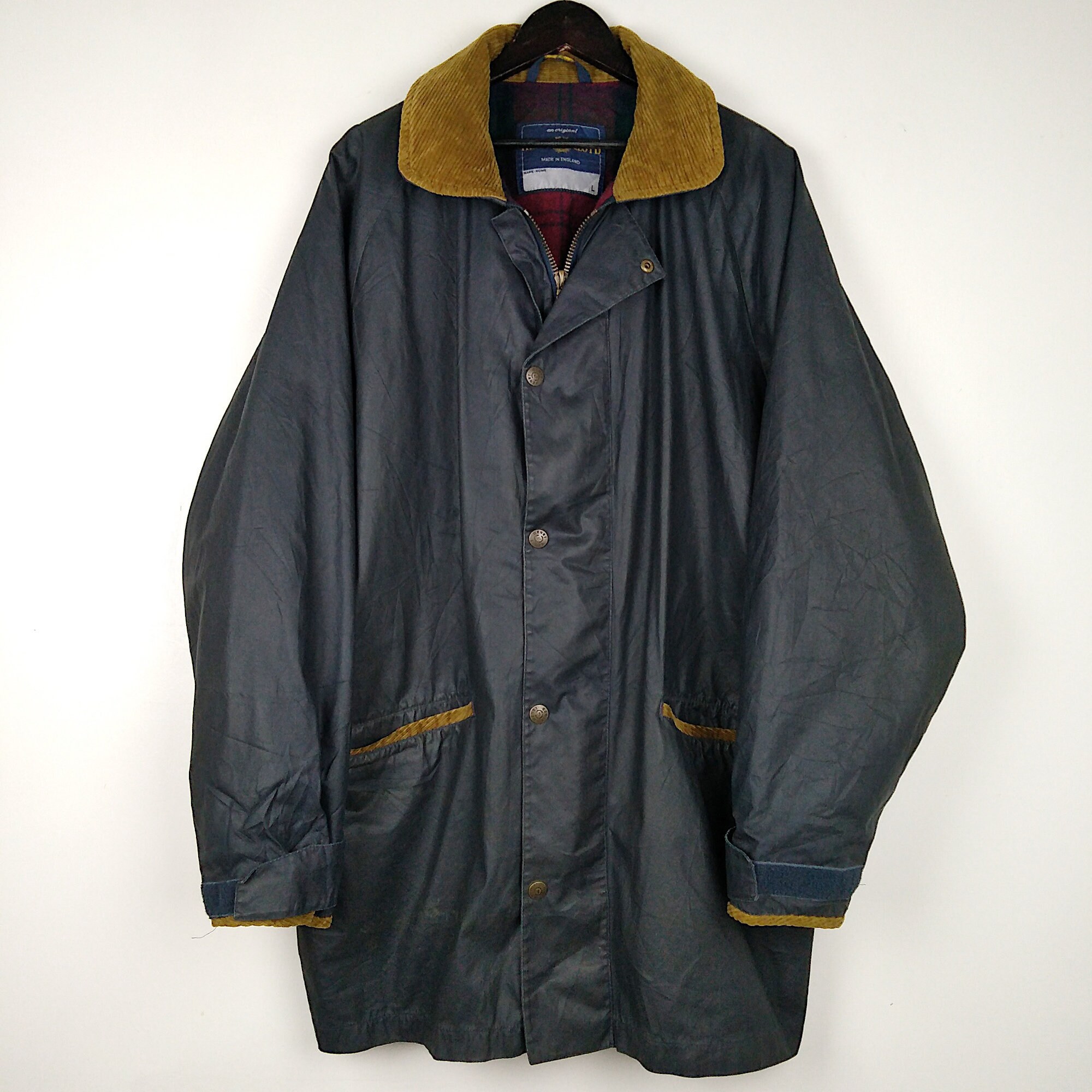 Image of Henri Lloyd Vintage Coat Blue Cotton Wool Blend Lining England Made Size Large