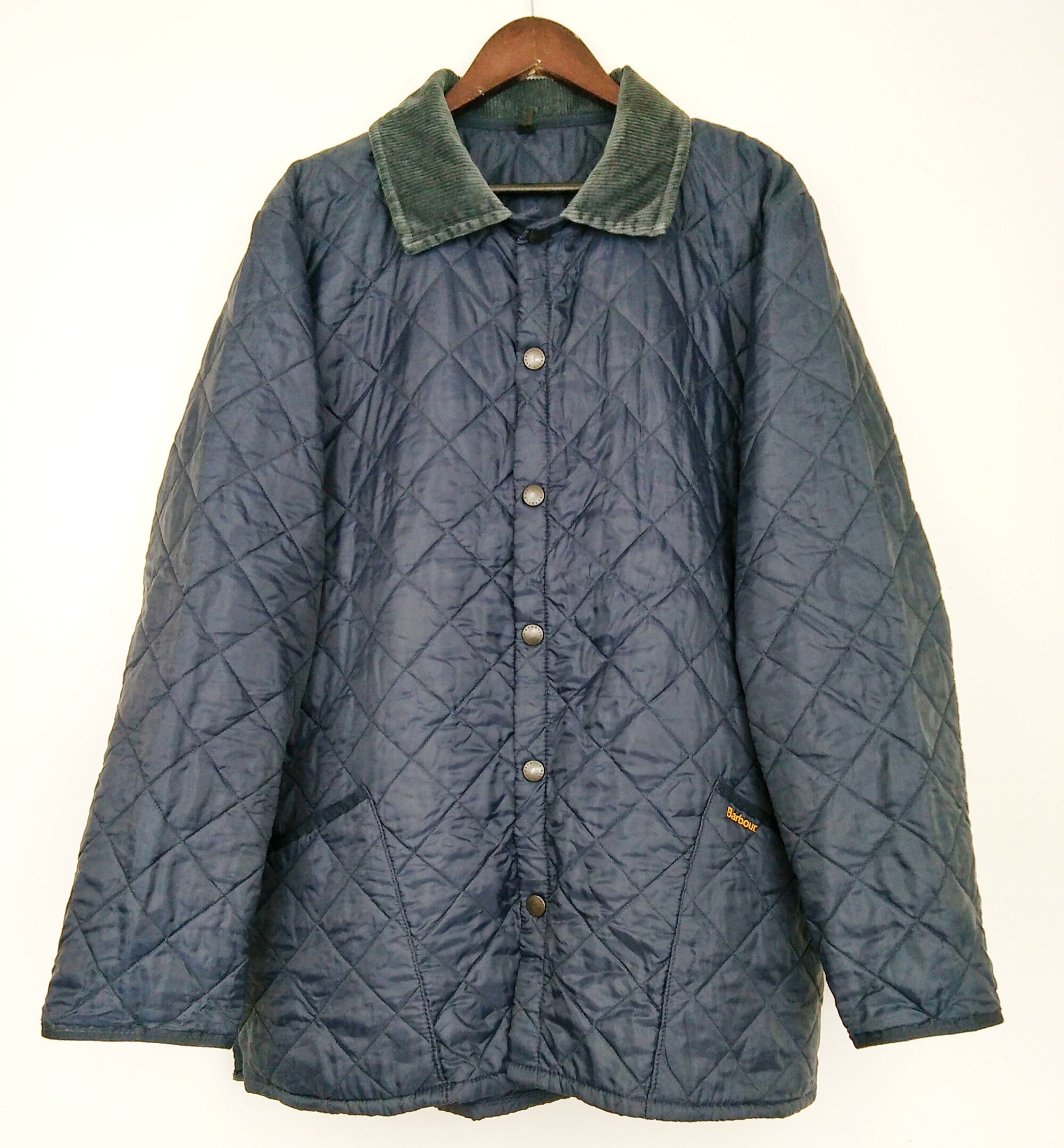 Image of Barbour Diamond Quilted Jacket Blue Vintage England Made Size Xl