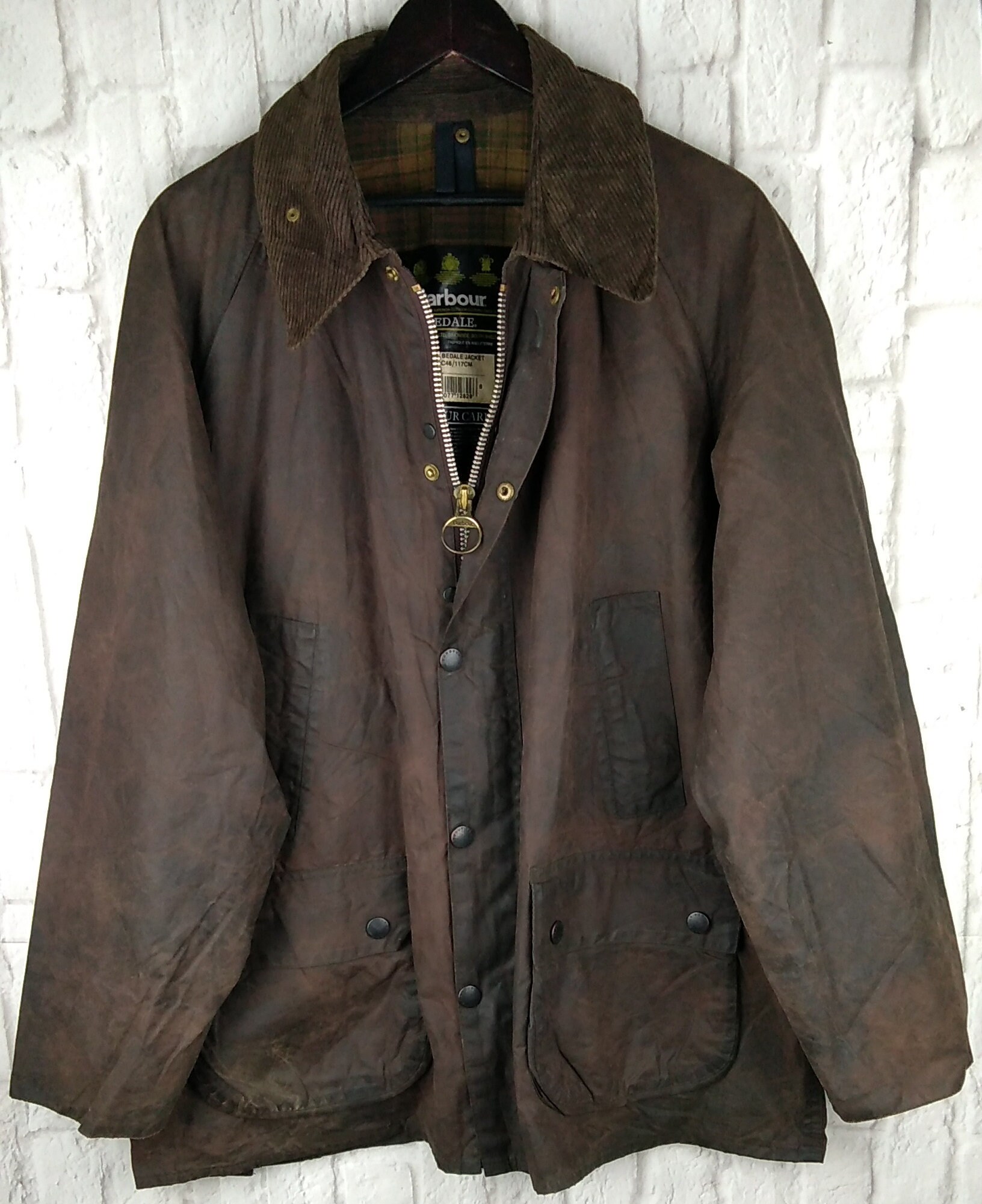 Image of Barbour Bedale Wax Jacket A103 Rustic Waxed Cotton Vintage 1990S C46/117cm Xl Chest 46"