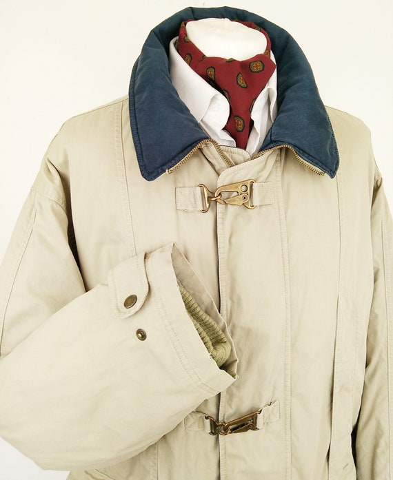 Aquascutum Mens Padded Coat Jacket Beige and Blue