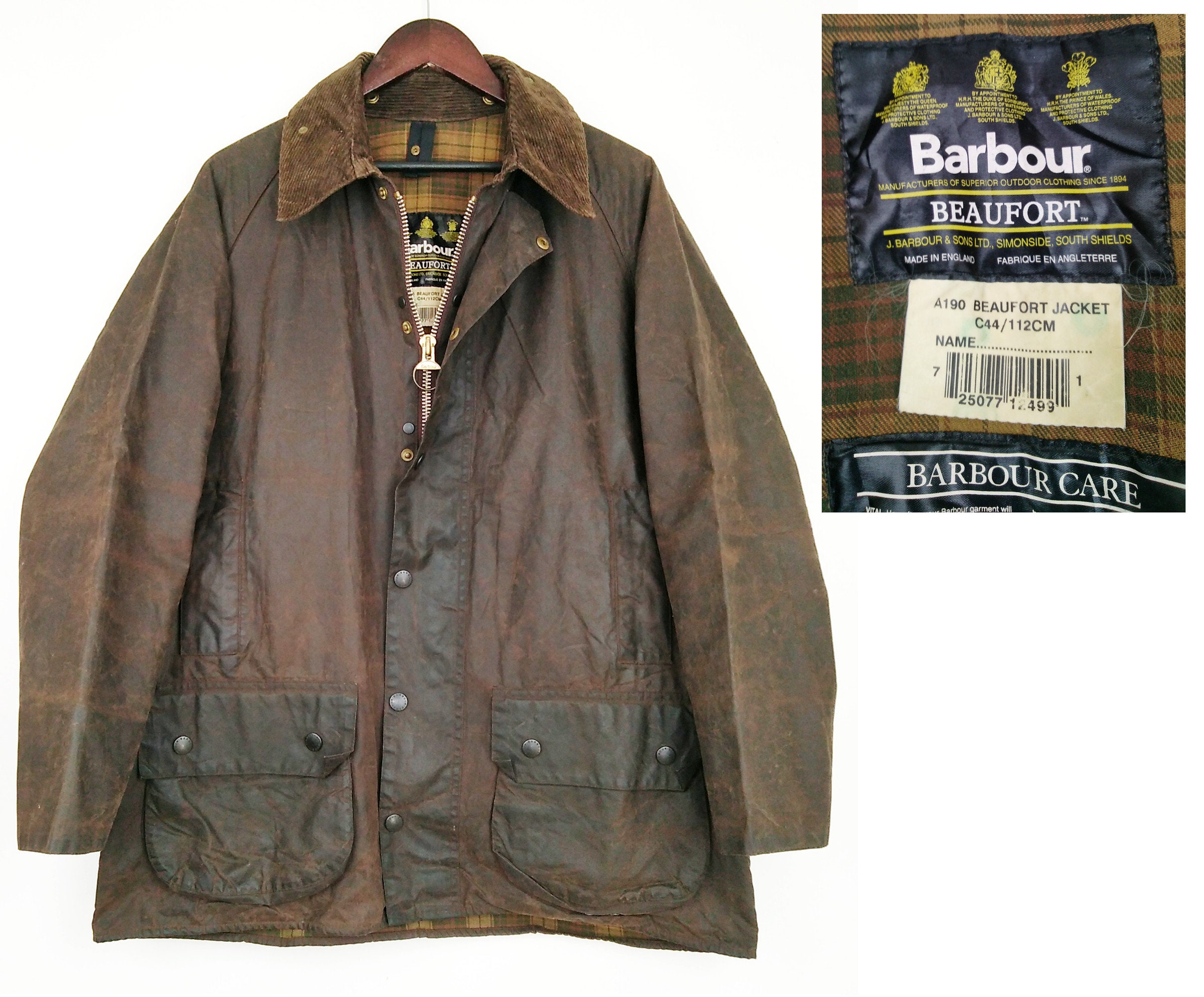 Barbour A190 Beaufort Jacket Rustic Waxed Cotton Vintage 90s - Etsy Ireland