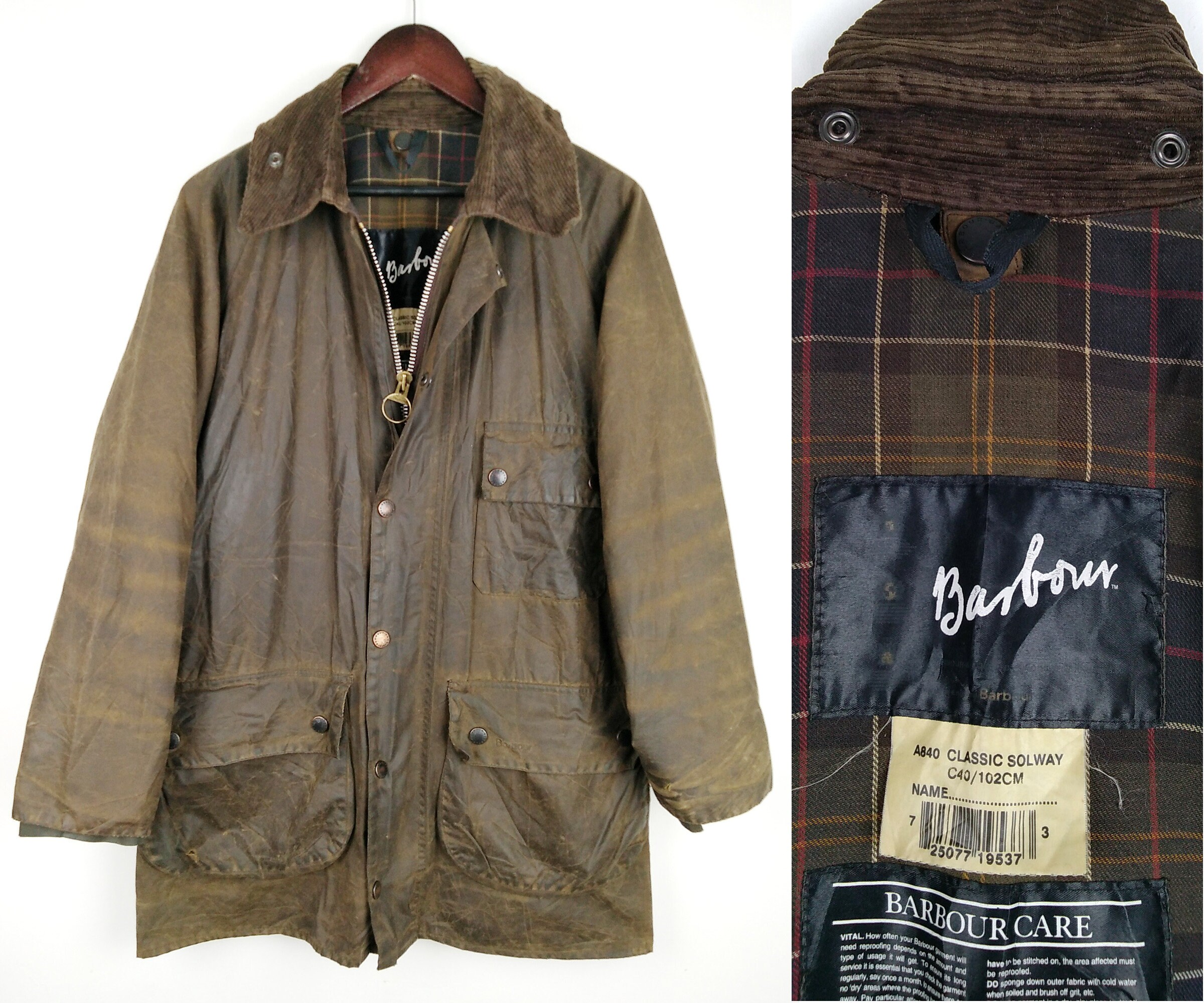 Barbour A840 Classic Solway Wax Jacket Brown Size C40 / 102cm - Etsy