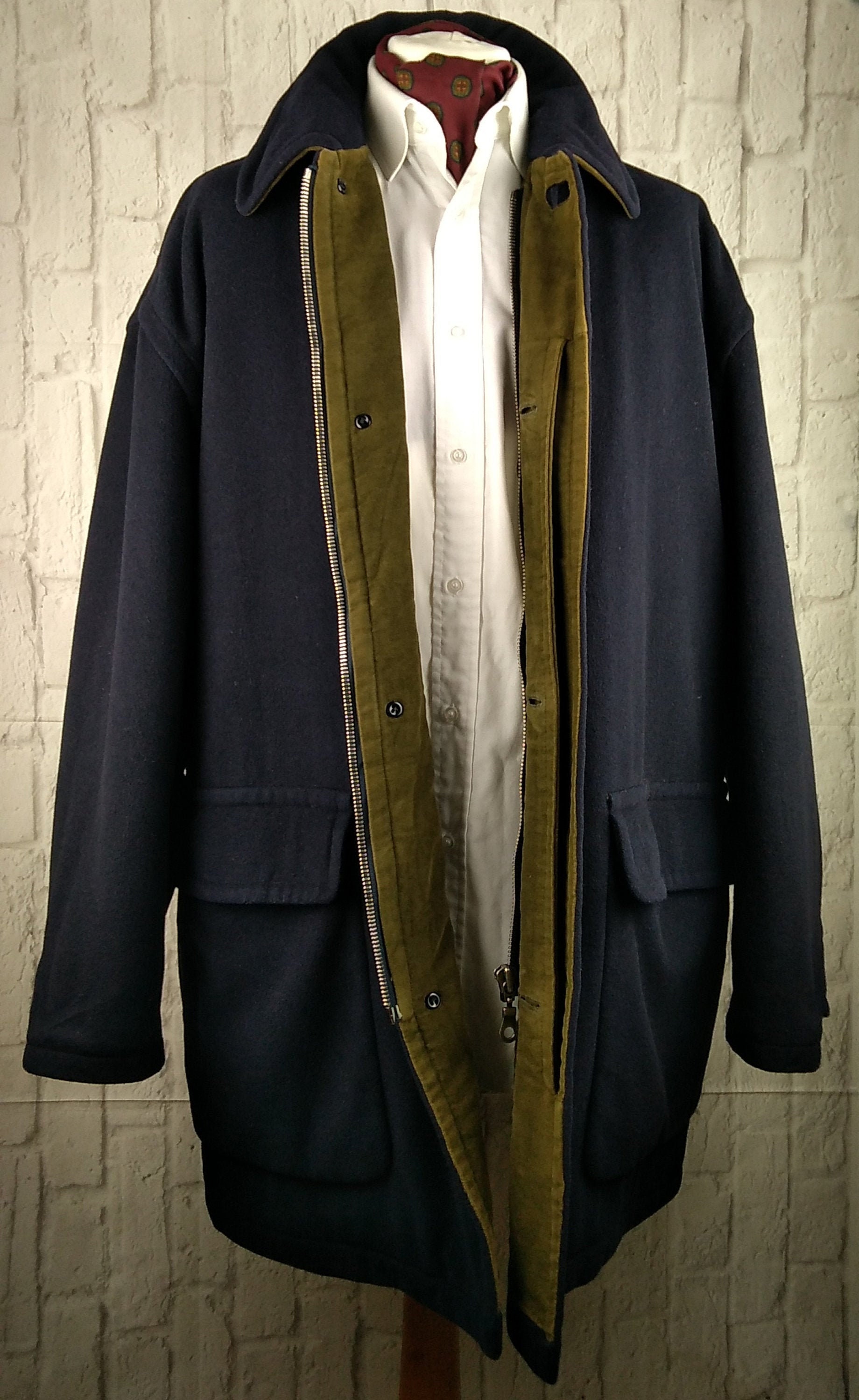 Image of Hugo Boss Coat Jacket Kansk Dark Blue Wool Cashmere Size 54