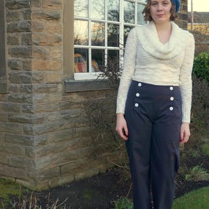 30s style button front pant