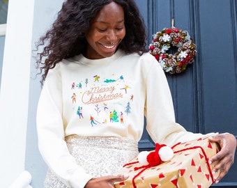 Merry Christmas Jumper for Women - Retro festive inspired sweatshirt