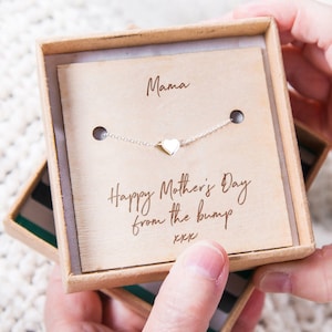 Mum To Be Sterling Silver Heart Bracelet &quot;Happy Mothers Day From The Bump&quot;