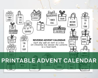 Digital Download Printable Reverse Advent Charity Giving Calendar