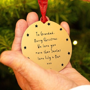 Personalised Message Gold Christmas Tree Decoration
