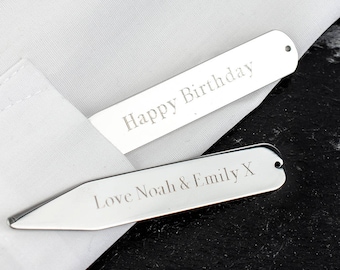 MODERN GOODS SHOP Stainless Steel Collar Stays With Laser Engraved Russia Design Made In USA 2.5 Inch Metal Collar Stiffeners
