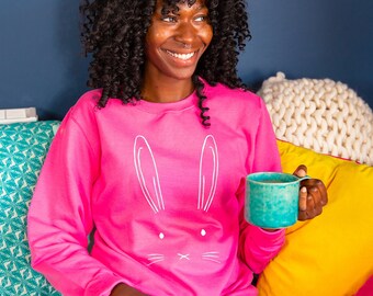 Easter Bunny Rabbit Face & Tail Women's Sweatshirt Jumper