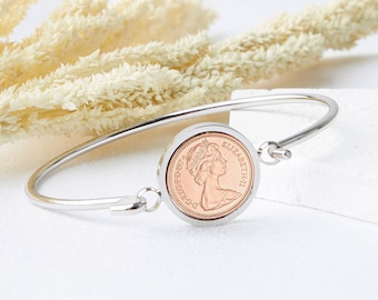 Halfpenny Year Coin Bangle Bracelet 1971 To 1983