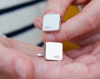 Men's Square Cufflinks Personalised Initials