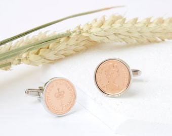 50th Birthday 1973 Half Penny Coin Cufflinks