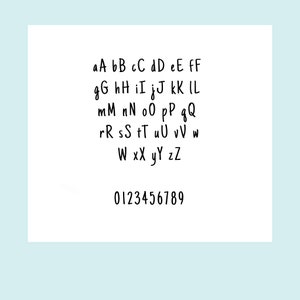 May include: A handwritten alphabet in black ink on a white background. The letters are in lowercase and uppercase. The numbers 0 through 9 are also written in black ink.