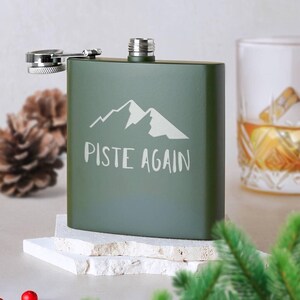 Piste Again' Engraved Hip Flask