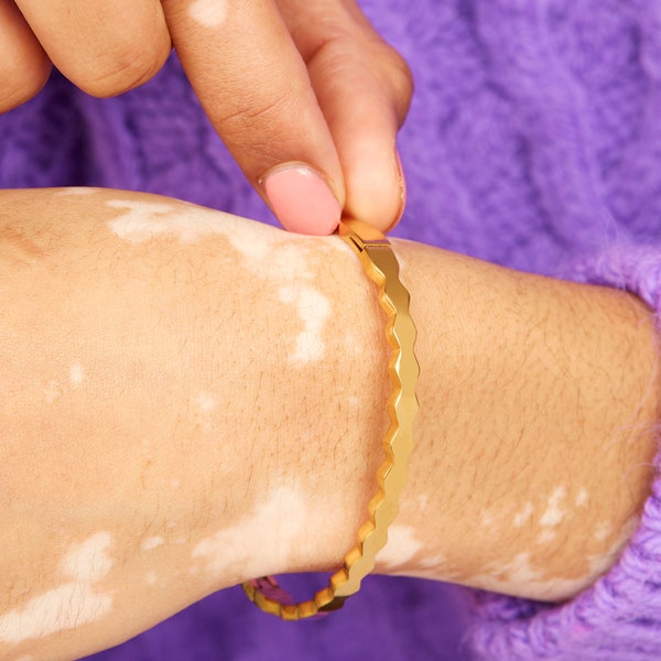 Gold Plated Honeycomb Bangle Bracelet