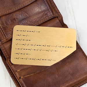 Carte-cadeau souvenir de portefeuille de message personnalisé en code Morse