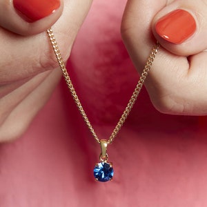 Gold Plated September Sapphire Birthstone Necklace