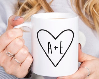 Personalised Couples Heart Initial Ceramic Mug