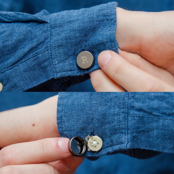 Button Cover Monogram Personalised Engraved Cufflinks 