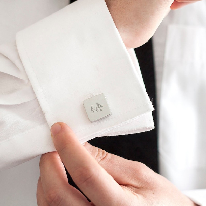 Men/'s Square Birthday Cufflinks Personalised Written Age