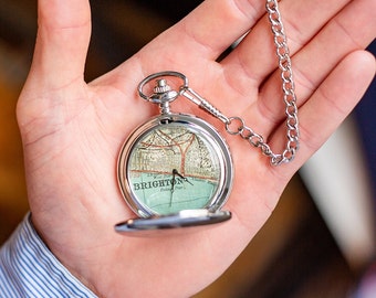 Personalised Vintage Map Pocket Watch - Personalise With Your Choice Of Location