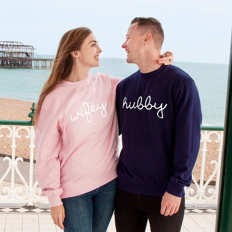 Couples 'hubby & Wifey' Wedding Sweatshirt Jumper Set | Etsy
