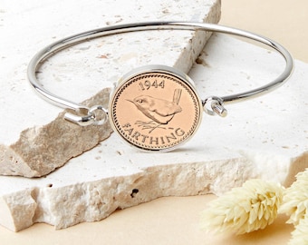 Farthing Year Coin Bangle Bracelet 1920 To 1956