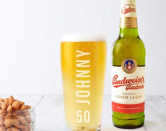 Personalised 50th Birthday Name And Age Beer Glass