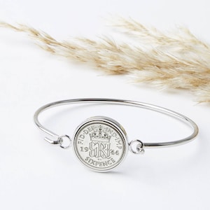 Sixpence Year Coin Bangle Bracelet 1928 To 1967