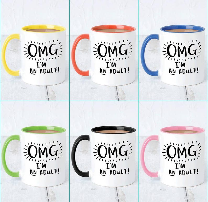 Funny 18th Birthday Mug 'Omg I Am An Adult' image 3