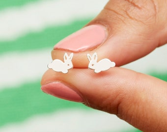 Sterling Silver Bunny Earring Studs