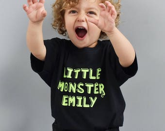 Halloween Children's Kids T Shirt Personalised Little Monster