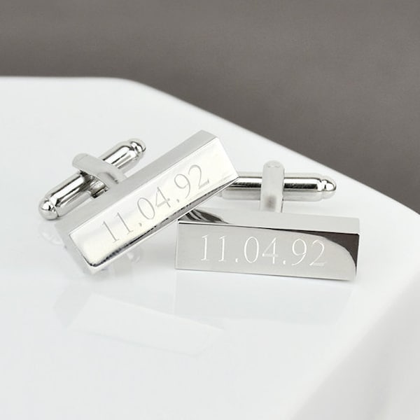 Personalised Word / Name / Date Engraved Men's Cuff links
