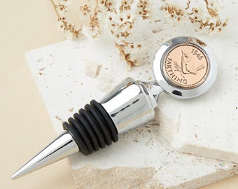 80th Birthday 1946 Farthing Coin Bottle Stopper