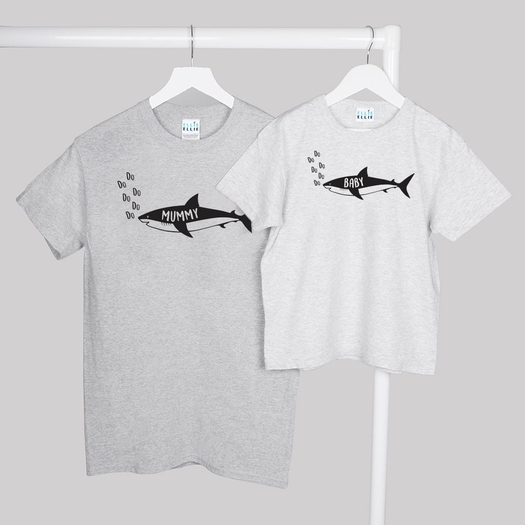 Image of Adult & Children's Shark Twinning Tshirt Set
