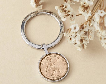 90th Birthday 1934 Farthing Coin Keyring