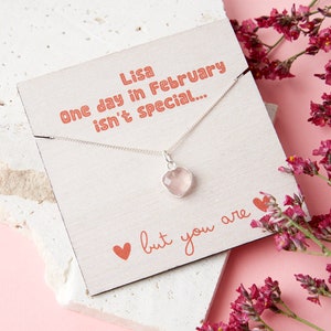 Valentines Sterling Silver Rose Quartz Necklace Card