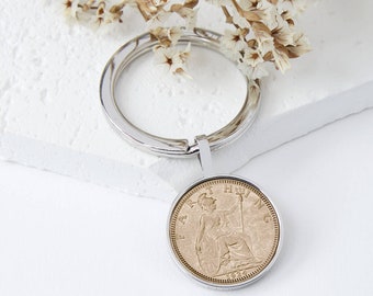 Farthing Year Coin Keyring 1920 To 1956