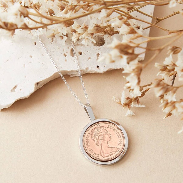 50th Birthday 1974 Halfpenny Coin Necklace