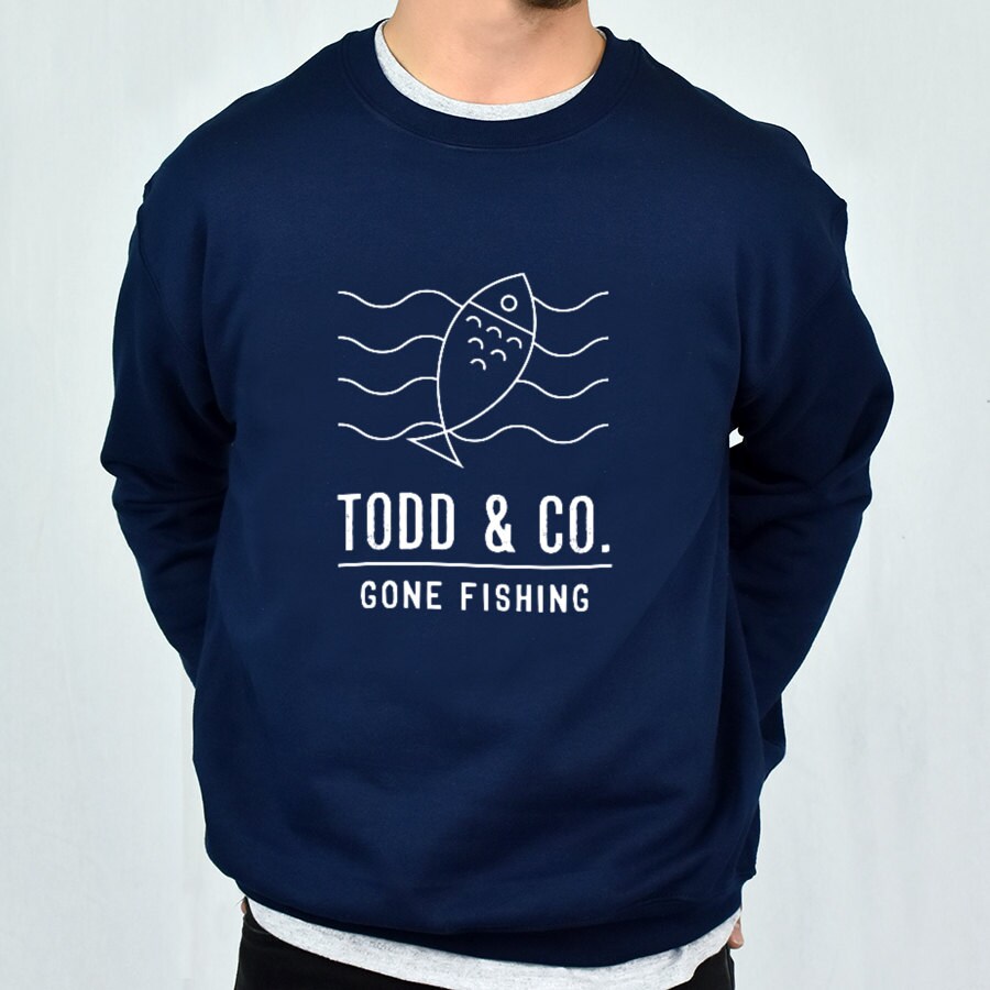 Image of Personalised Name "Gone Fishing' Adventure Men’S Sweatshirt