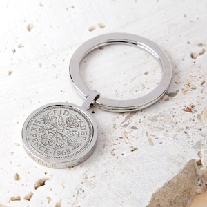 Sixpence 1965 60th Birthday Coin Keyring