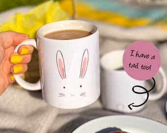 Easter Bunny Rabbit Face and Tail Ceramic Mug