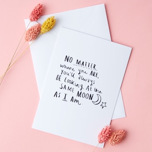 Long Distance Relationship &#39;Same Moon As Me&#39; Greeting Card